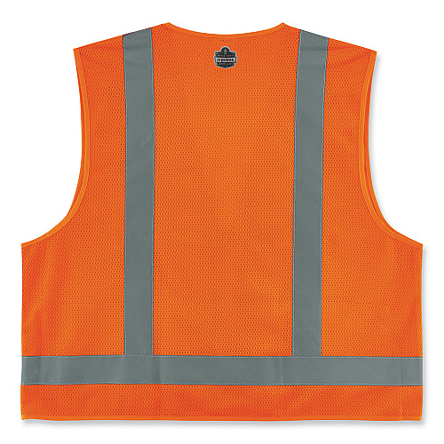 ergodyne GloWear 8249Z-S Single Size Class 2 Economy Surveyors Zipper Vest, Polyester, 4X-Large, Orange (24518)