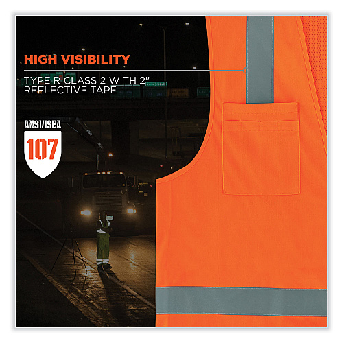 ergodyne GloWear 8249Z-S Single Size Class 2 Economy Surveyors Zipper Vest, Polyester, 4X-Large, Orange (24518)