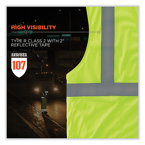 ergodyne GloWear 8210HL-S Single Size Class 2 Economy Mesh Vest, Polyester, Small, Lime (24522)