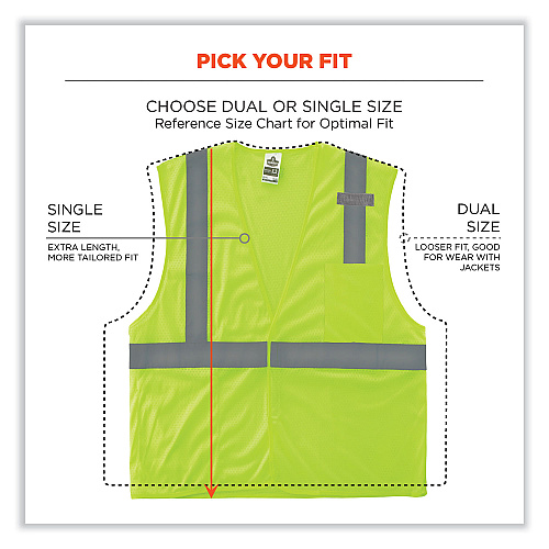 ergodyne GloWear 8210HL-S Single Size Class 2 Economy Mesh Vest, Polyester, 4X-Large, Lime (24528)
