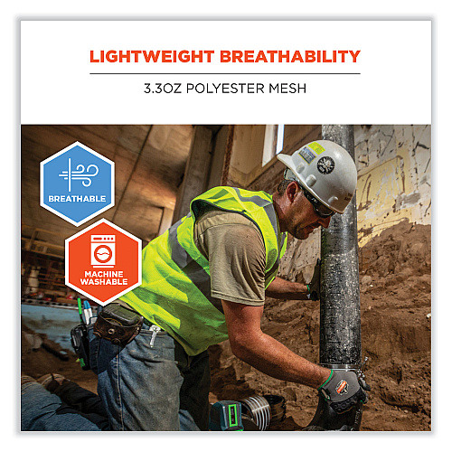 ergodyne GloWear 8210HL-S Single Size Class 2 Economy Mesh Vest, Polyester, 5X-Large, Lime (24529)