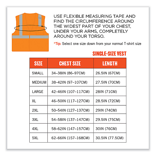 ergodyne GloWear 8210HL-S Single Size Class 2 Economy Mesh Vest, Polyester, X-Large, Orange (24535)
