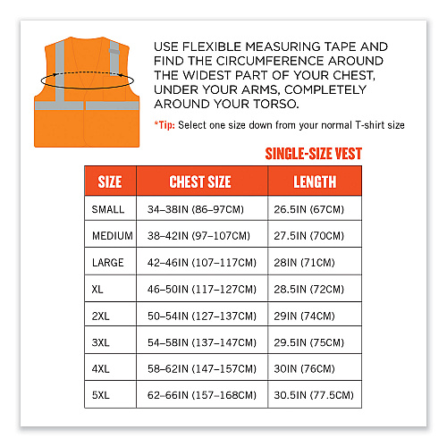 ergodyne GloWear 8210HL-S Single Size Class 2 Economy Mesh Vest, Polyester, 5X-Large, Orange (24539)