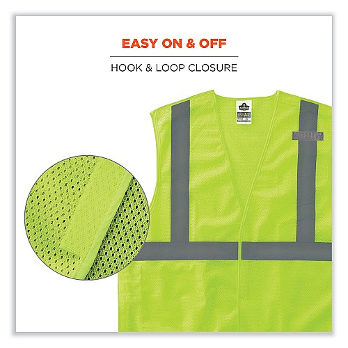 ergodyne GloWear 8215BA-S Single Size Class 2 Economy Breakaway Mesh Vest, Polyester, Small, Lime (24542)