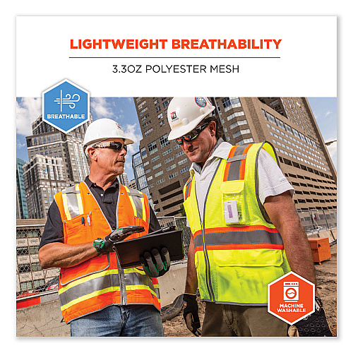 ergodyne GloWear 8246Z-S Single Size Class 2 Two-Tone Mesh Vest, Polyester, 3X-Large, Orange (24577)