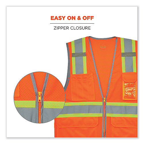 ergodyne GloWear 8246Z-S Single Size Class 2 Two-Tone Mesh Vest, Polyester, 2X-Large, Orange (24576)
