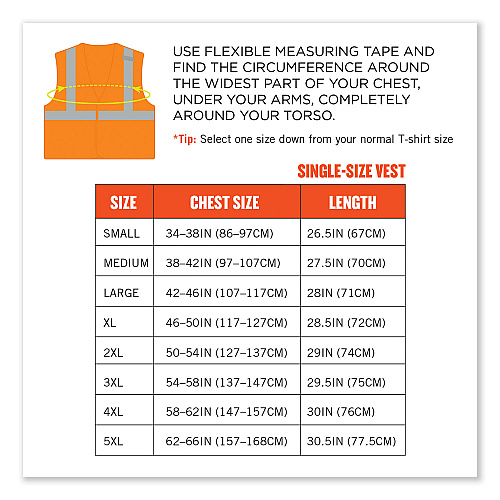 ergodyne GloWear 8215BA-S Single Size Class 2 Economy Breakaway Mesh Vest, Polyester, 5X-Large, Orange (24559)
