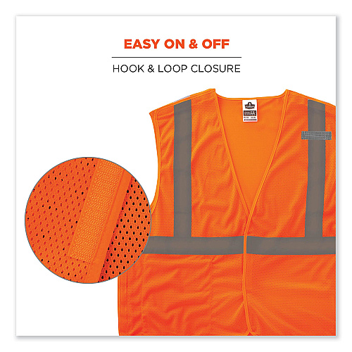ergodyne GloWear 8215BA-S Single Size Class 2 Economy Breakaway Mesh Vest, Polyester, 4X-Large, Orange (24558)