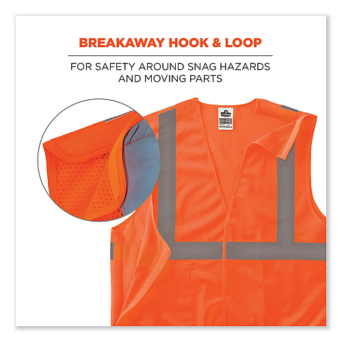 ergodyne GloWear 8215BA-S Single Size Class 2 Economy Breakaway Mesh Vest, Polyester, 4X-Large, Orange (24558)