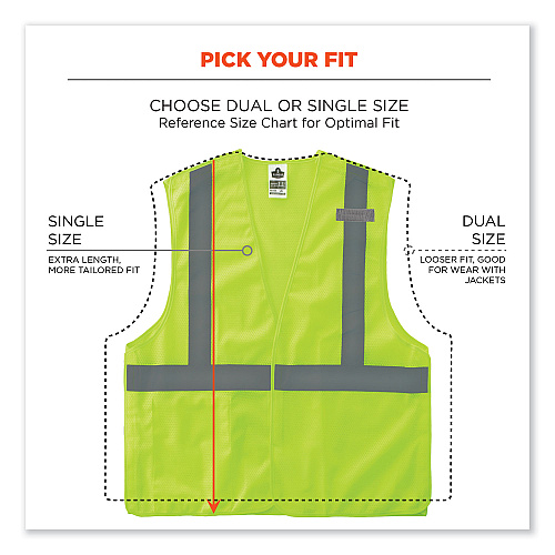 ergodyne GloWear 8215BA-S Single Size Class 2 Economy Breakaway Mesh Vest, Polyester, 3X-Large, Lime (24547)