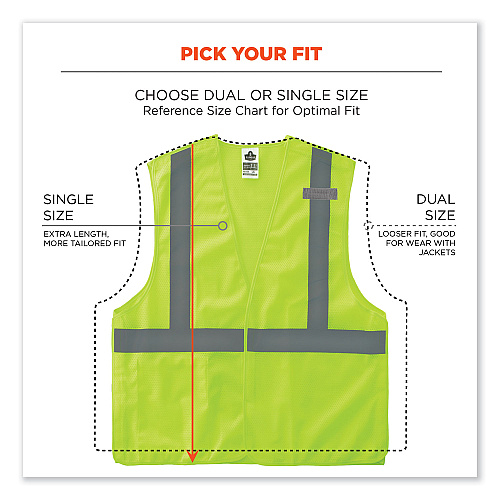 ergodyne GloWear 8215BA-S Single Size Class 2 Economy Breakaway Mesh Vest, Polyester, 2X-Large, Lime (24546)