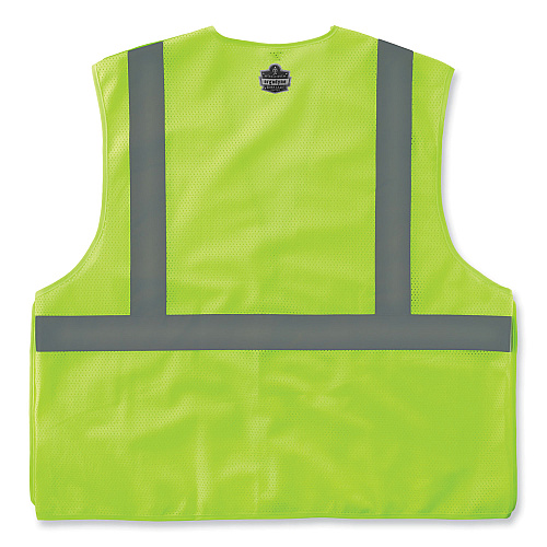 ergodyne GloWear 8215BA-S Single Size Class 2 Economy Breakaway Mesh Vest, Polyester, Large, Lime (24544)