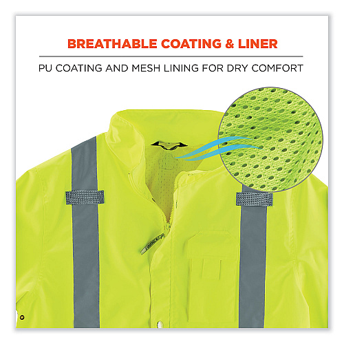 ergodyne GloWear 8365BK Class 3 Hi-Vis Rain Jacket Black Bottom, Small, Lime (25322)