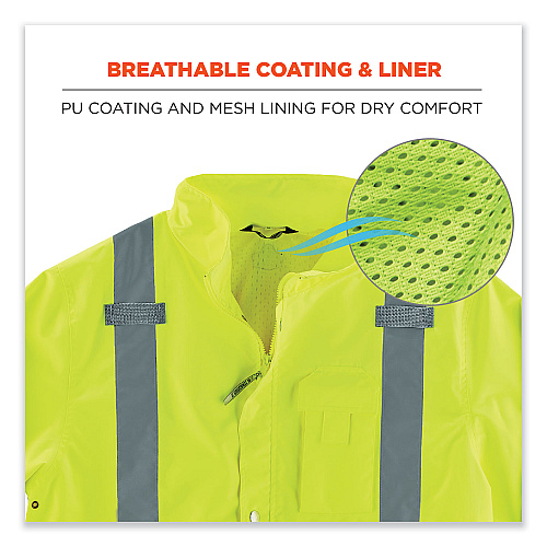 ergodyne GloWear 8365BK Class 3 Hi-Vis Rain Jacket Black Bottom, X-Large, Lime (25325)