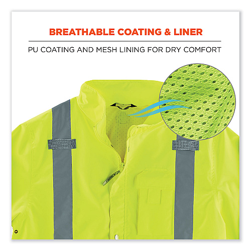 ergodyne GloWear 8365BK Class 3 Hi-Vis Rain Jacket Black Bottom, 5X-Large, Lime (25329)