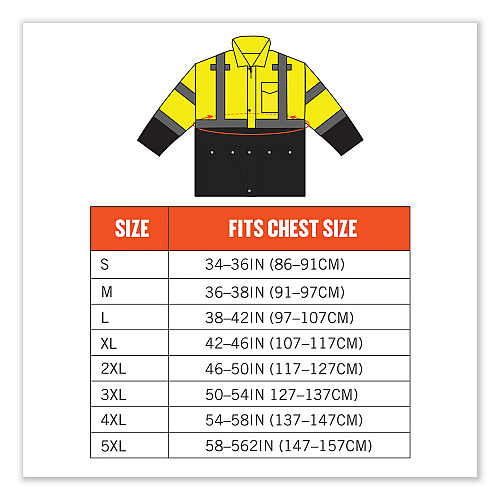 ergodyne GloWear 8365BK Class 3 Hi-Vis Rain Jacket Black Bottom, 5X-Large, Lime (25329)