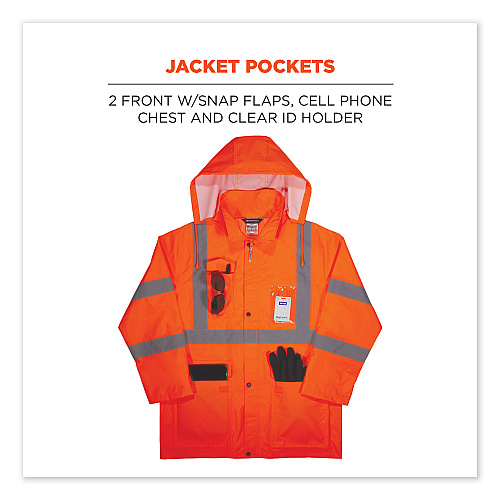 ergodyne GloWear 8376K Lightweight HV Rain Suit, X-Large, Orange (25335)