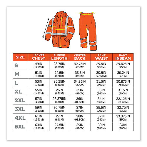 ergodyne GloWear 8376K Lightweight HV Rain Suit, X-Large, Orange (25335)