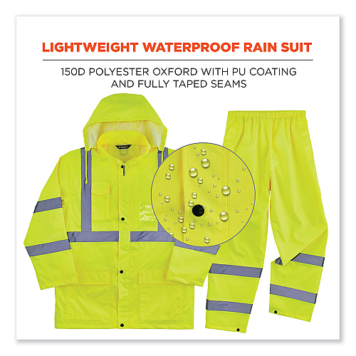 ergodyne GloWear 8376K Lightweight HV Rain Suit, X-Large, Lime (25435)