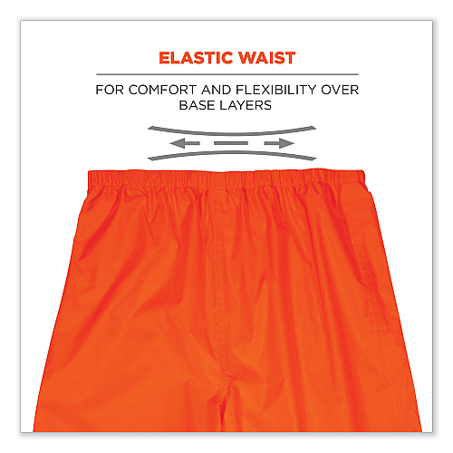 ergodyne GloWear 8916 Class E Lightweight Hi-Vis Rain Pants, Large, Orange (25444)