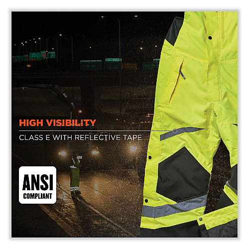ergodyne GloWear 8928 Class E Hi-Vis Insulated Bibs, X-Large, Lime (25525)