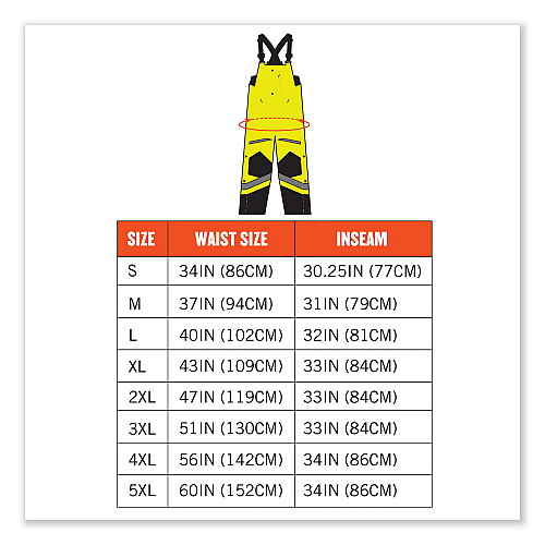 ergodyne GloWear 8928 Class E Hi-Vis Insulated Bibs, X-Large, Lime (25525)