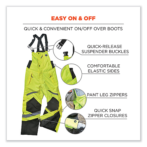 ergodyne GloWear 8928 Class E Hi-Vis Insulated Bibs, 4X-Large, Lime (25528)