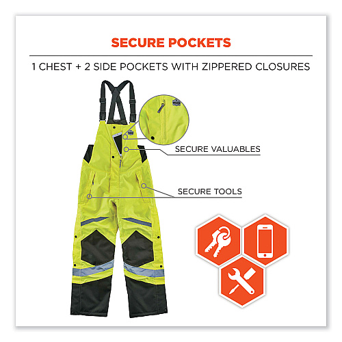 ergodyne GloWear 8928 Class E Hi-Vis Insulated Bibs, 4X-Large, Lime (25528)