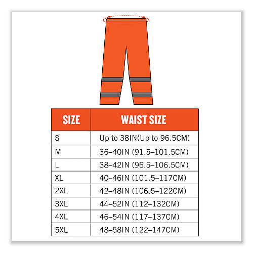 ergodyne GloWear 8916 Class E Lightweight Hi-Vis Rain Pants, Small, Orange (25442)