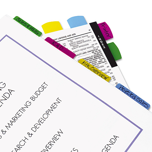 Redi-Tag Write-On Index Tabs, 1/5-Cut, Assorted Colors, 2" Wide, 48/Pack (33248)