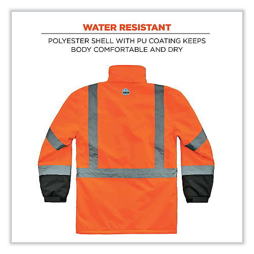 ergodyne GloWear 8384 Class 3 Hi-Vis Quilted Thermal Parka, Medium, Orange (25573)