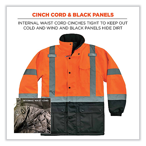 ergodyne GloWear 8384 Class 3 Hi-Vis Quilted Thermal Parka, Medium, Orange (25573)