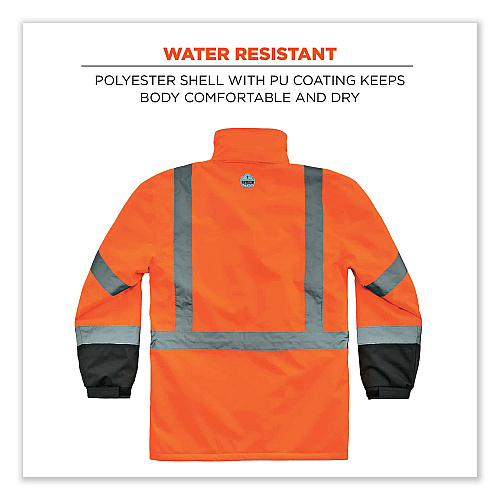 ergodyne GloWear 8384 Class 3 Hi-Vis Quilted Thermal Parka, 2X-Large, Orange (25576)