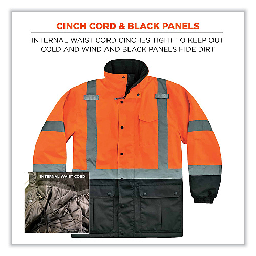 ergodyne GloWear 8384 Class 3 Hi-Vis Quilted Thermal Parka, 2X-Large, Orange (25576)