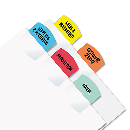 Redi-Tag Inkjet Printable Index Tabs, 1/5-Cut, Assorted Colors, 1.13" Wide, 375/Pack (39020)