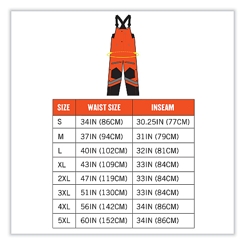 ergodyne GloWear 8928 Class E Hi-Vis Insulated Bibs, Small, Orange (25632)