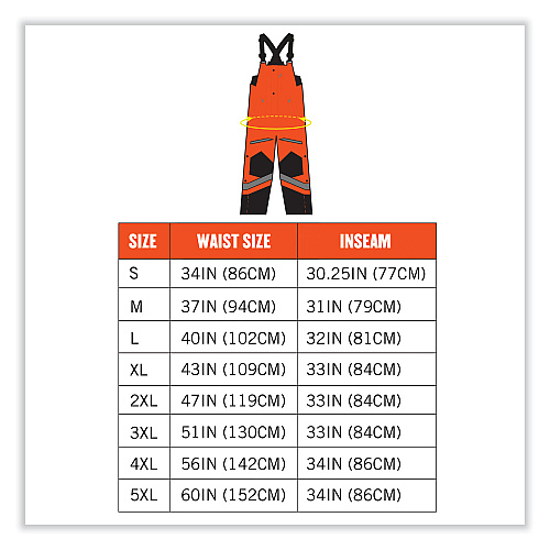 ergodyne GloWear 8928 Class E Hi-Vis Insulated Bibs, Large, Orange (25634)