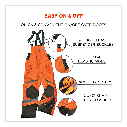 ergodyne GloWear 8928 Class E Hi-Vis Insulated Bibs, X-Large, Orange (25635)