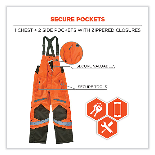 ergodyne GloWear 8928 Class E Hi-Vis Insulated Bibs, 5X-Large, Orange (25639)