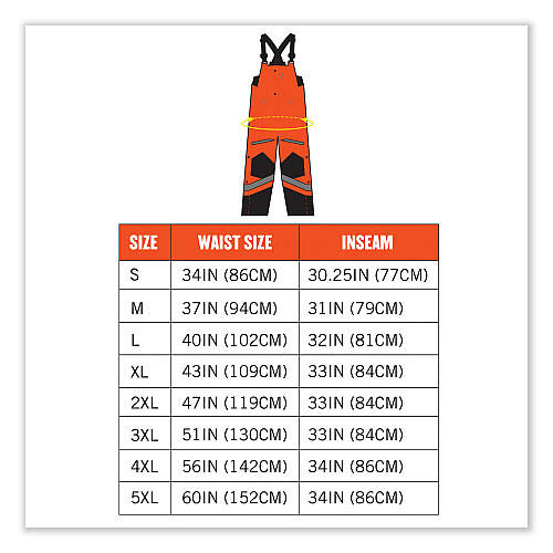 ergodyne GloWear 8928 Class E Hi-Vis Insulated Bibs, 5X-Large, Orange (25639)