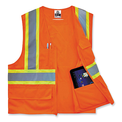 ergodyne GloWear 8235ZX Class 2 Two-Tone X-Back Vest, Polyester, Small/Medium, Orange (26183)