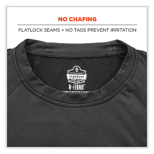 ergodyne N-Ferno 6435 Midweight Long Sleeve Base Layer Shirt, 3X-Large, Black (40207)