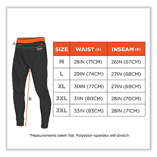 ergodyne N-Ferno 6480 Midweight Base Layer Pants - 240 g, Large, Black (40804)