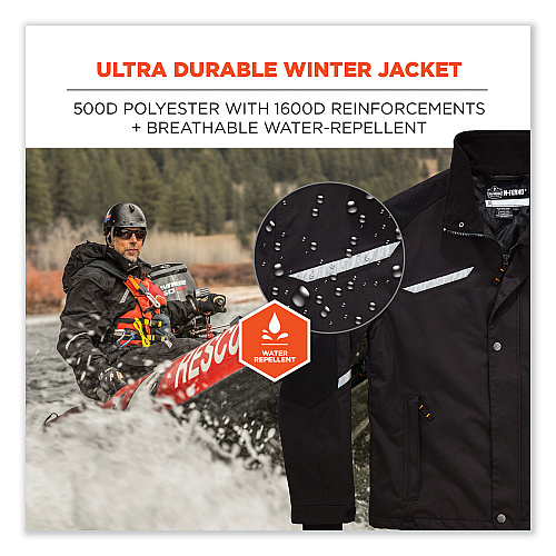 ergodyne N-Ferno 6466 Thermal Jacket with 500D Nylon Shell, 2X-Large, Black (41116)