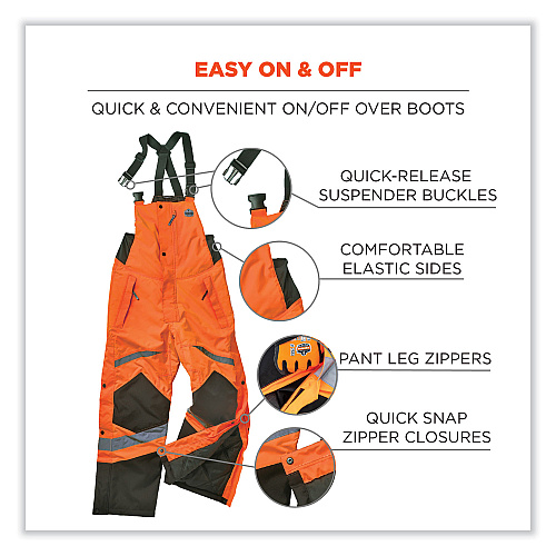 ergodyne GloWear 8928 Class E Hi-Vis Insulated Bibs, 2X-Large, Orange (25636)