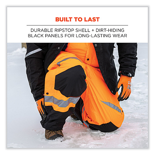 ergodyne GloWear 8928 Class E Hi-Vis Insulated Bibs, 2X-Large, Orange (25636)
