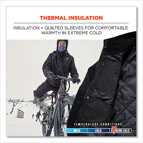 ergodyne N-Ferno 6467 Winter Work Jacket with 300D Polyester Shell, Large, Black (41124)
