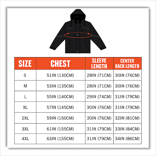 ergodyne N-Ferno 6467 Winter Work Jacket with 300D Polyester Shell, Large, Black (41124)
