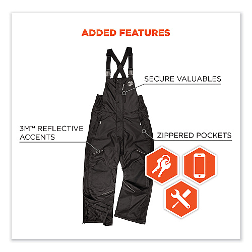 ergodyne N-Ferno 6472 Thermal Bib with 300D Oxford Shell, 3X-Large, Black (41227)