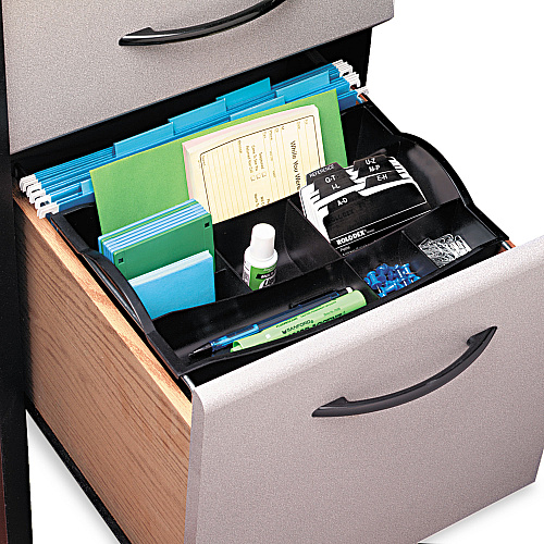 Rubbermaid Plastic Hanging Desk Drawer Organizer, Eight Compartments, 12.5 x 7.75 x 3.25, Black (11916ROS)